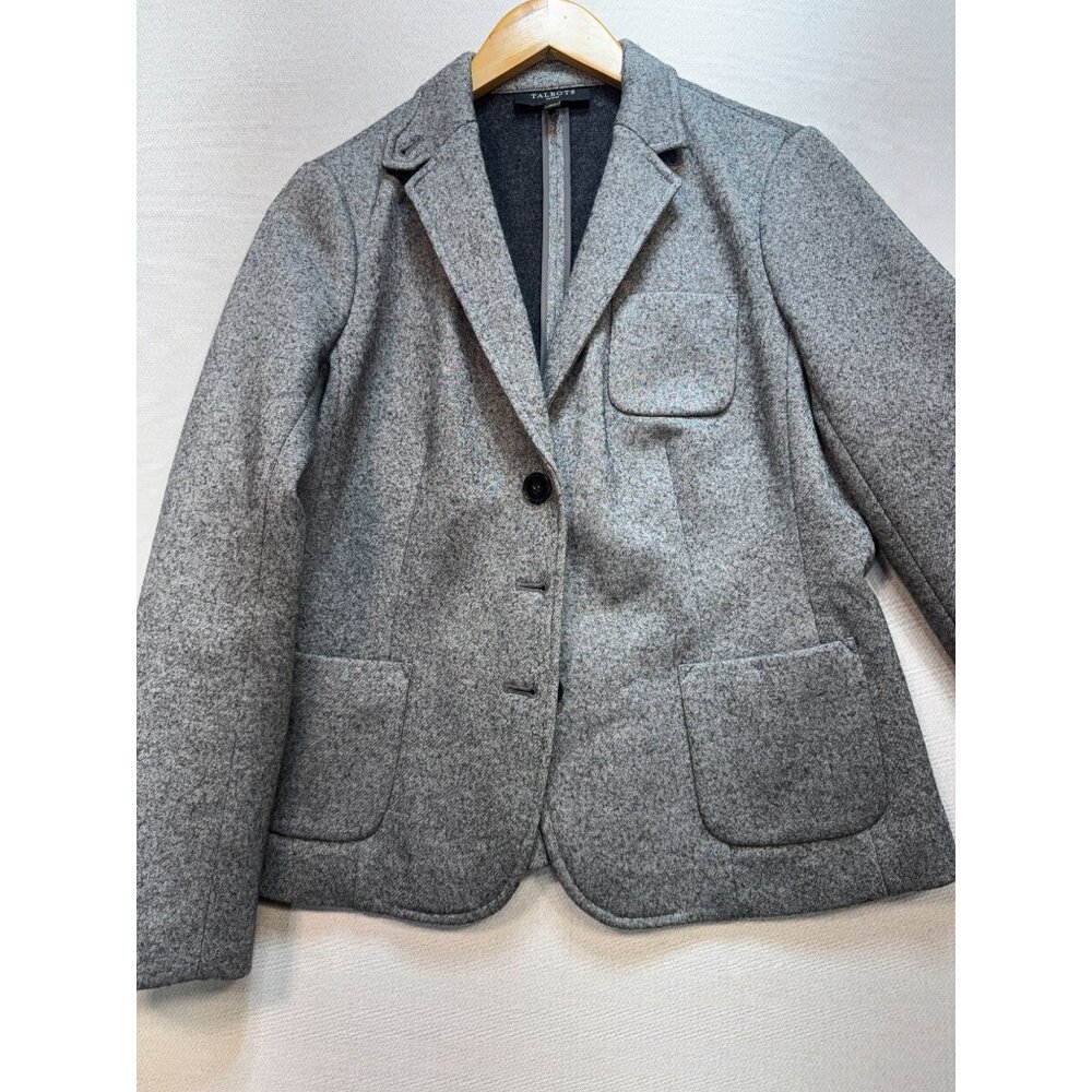 Talbots Women's Classic Wool Blend 3 Button Blazer Long Sleeve Size 10p Gray - Picture 7 of 10